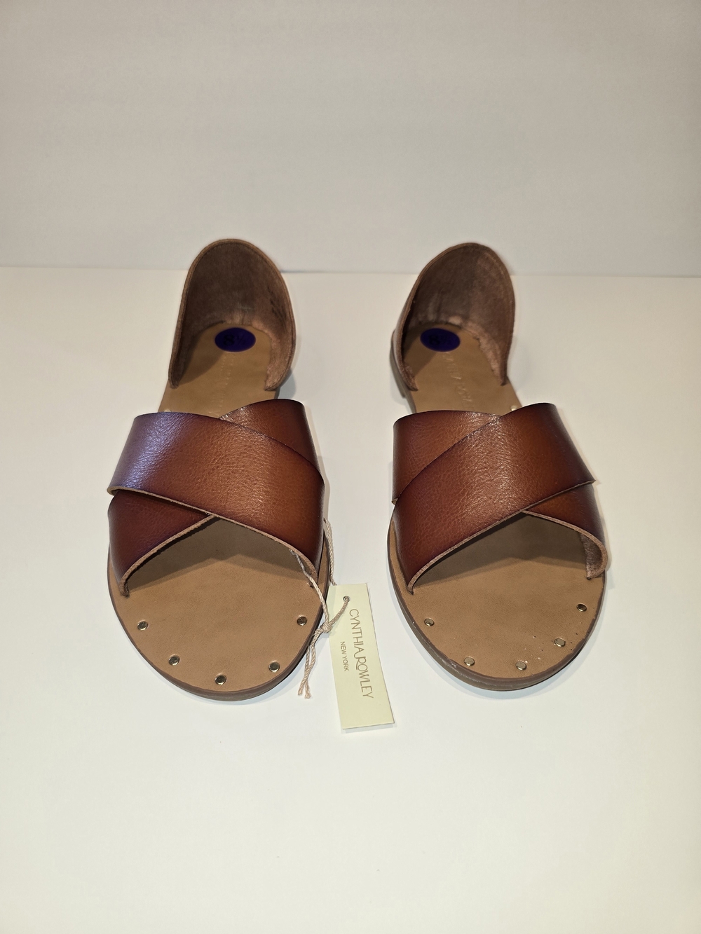 Cynthia Rowley Brown Leather Crisscross Slide Sandals